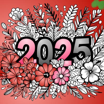 2025 floral big numbers