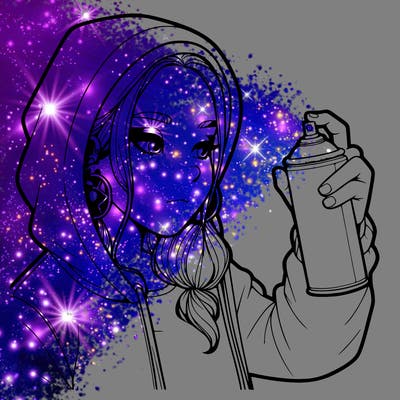 a realistic girl, spray painting