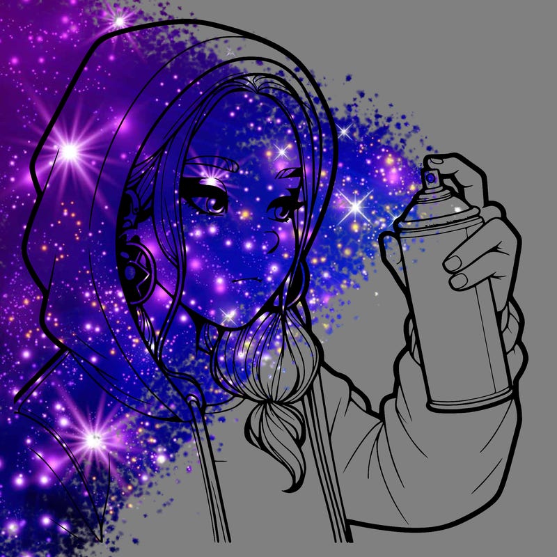 a realistic girl, spray painting