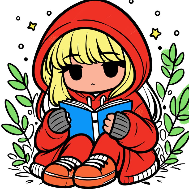 girl in oversized hoodie reading a book