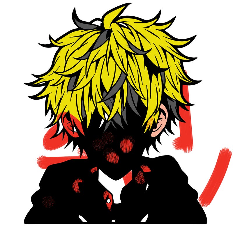 anime boy with messy hair covering his eyes