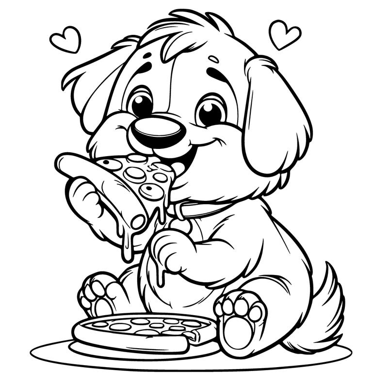 funny dog eating pizza