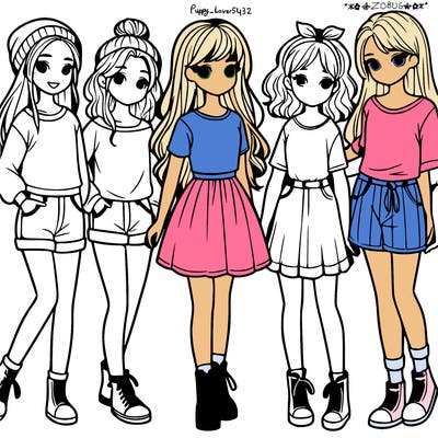 a group of five girls