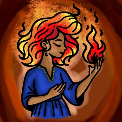 woman with fire