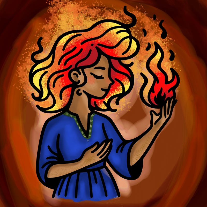 woman with fire