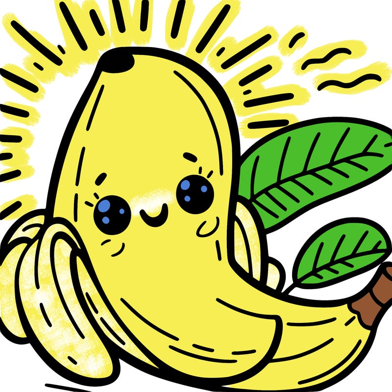 a happy banana in the sun