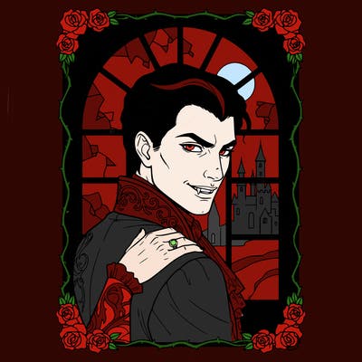 vampire handsome young prince portrait with mischievous face
