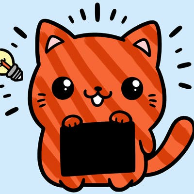 a cute cat saying share your ideas