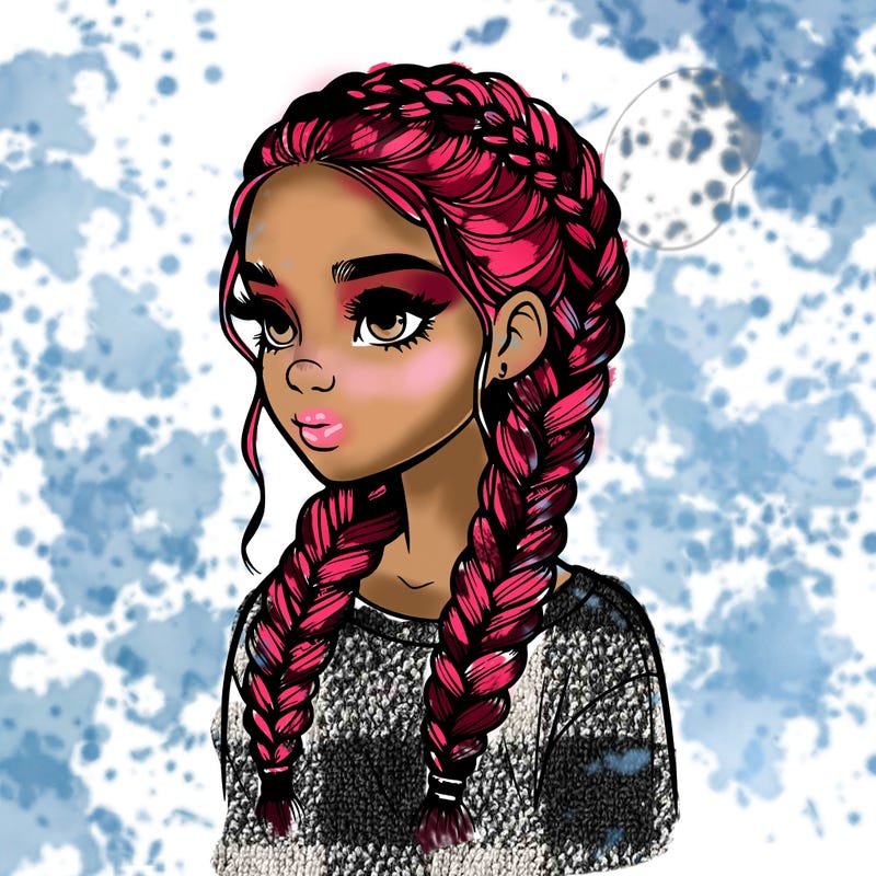 realistic girl with braids