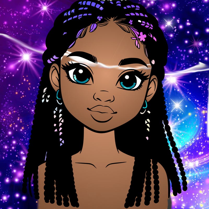 a realistic black girl with braids