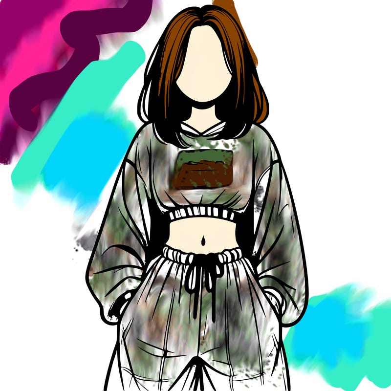 realistic girl faceless with baggy pants and a crop top