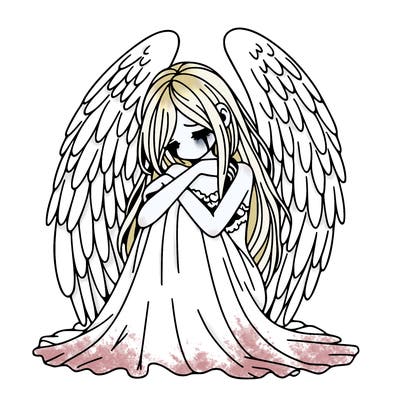 ethereal girl in grief, lonely and heartbroken