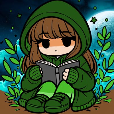 girl in oversized hoodie reading a book