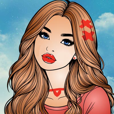 realistic girl with hair on her hair and lips