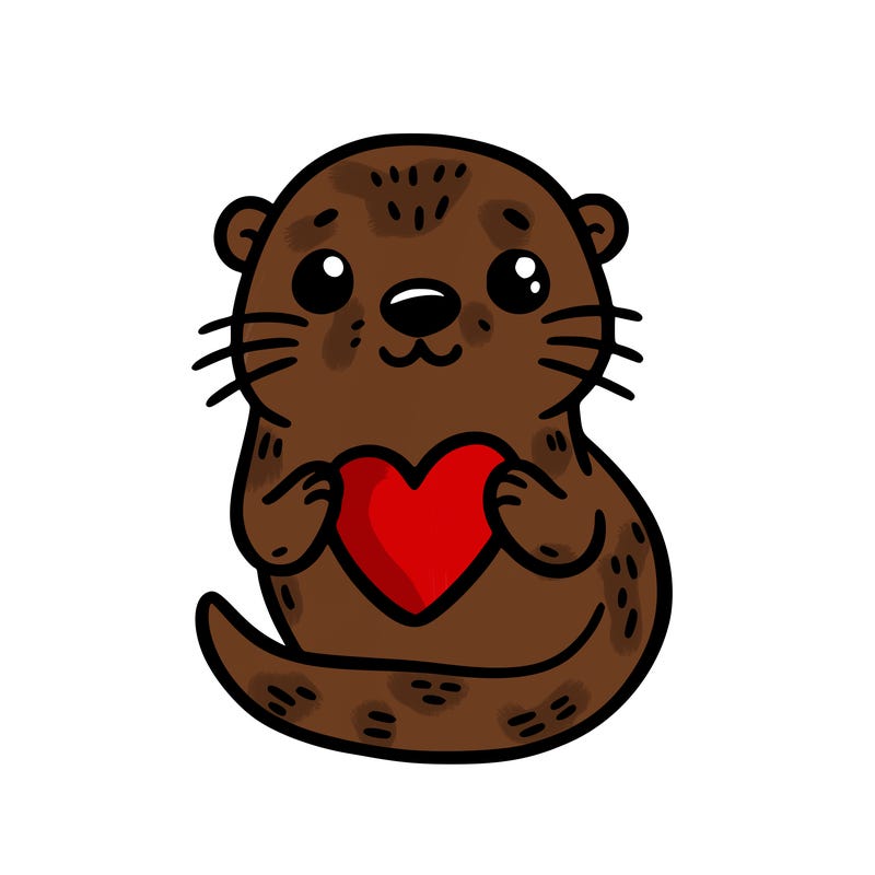 otter with a heart