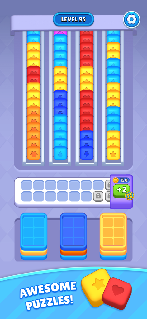 Sorting Cube Jam - Rompecabezas de Sorting Cube Jam nivel 95 con cubos y cintas transportadoras coloridas