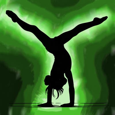 realistic gymnastic hand stand girl in four splits