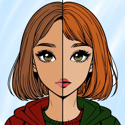 split realistic girl