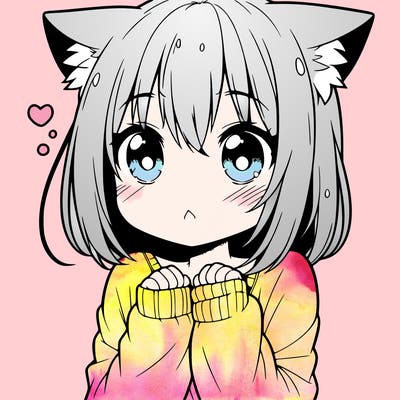 shy anime catgirl