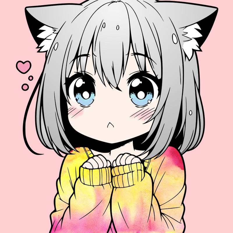 shy anime catgirl