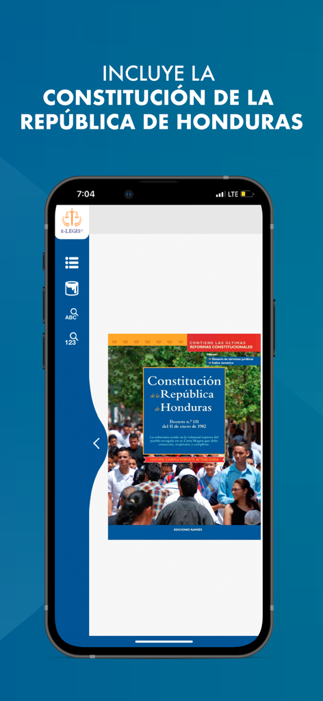 E-Legis® - Schermata dell'app E Legis che mostra la Costituzione dell'Honduras