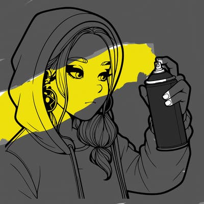 a realistic girl, spray painting