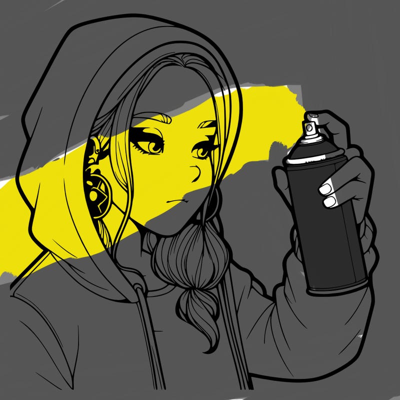 a realistic girl, spray painting