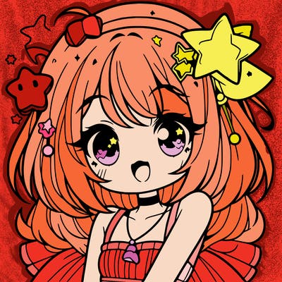 cute anime girl with star accessories