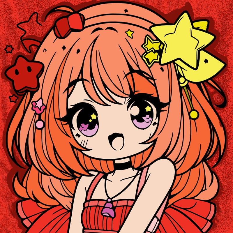 cute anime girl with star accessories