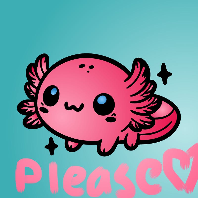 cute easy baby axolotl