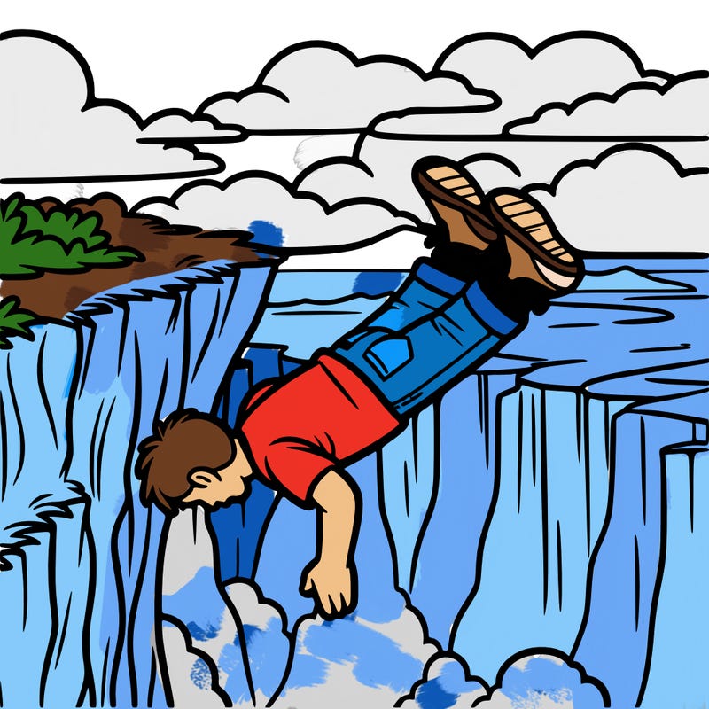 falling off a cliff side view