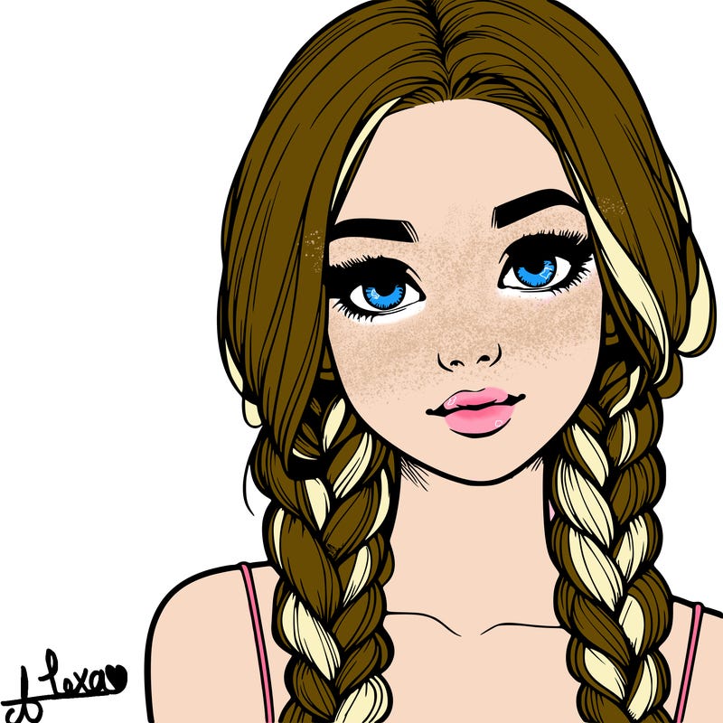 realistic girl with braids