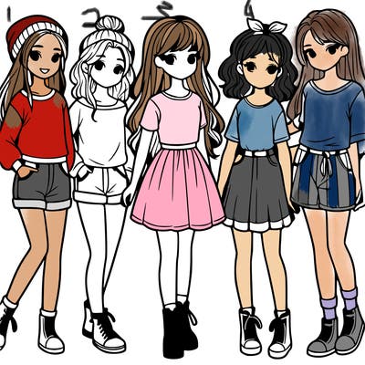 a group of five girls