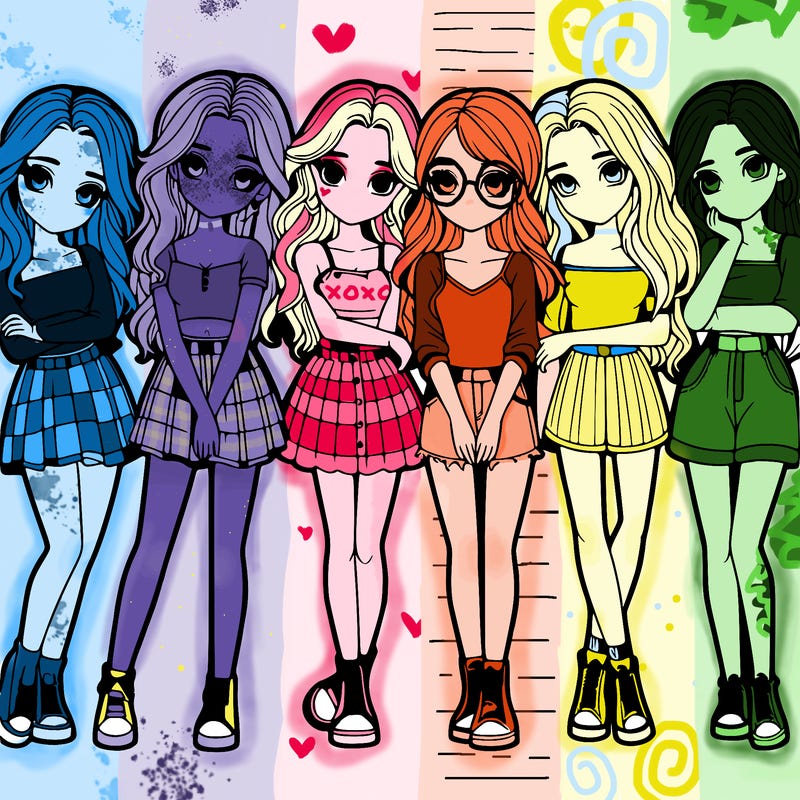 a group of girls realistic