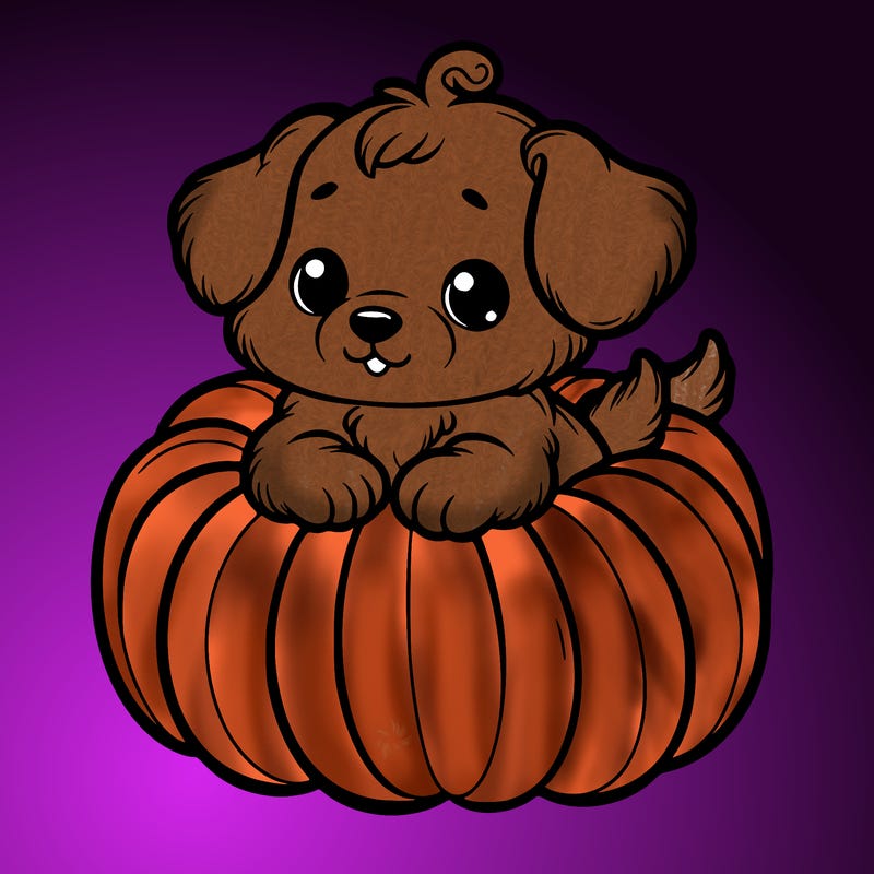 cute little puppy in a pumpkin
