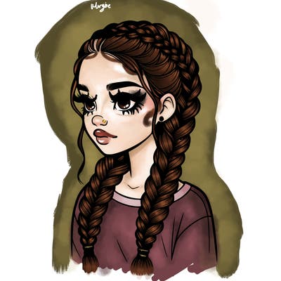 realistic girl with braids