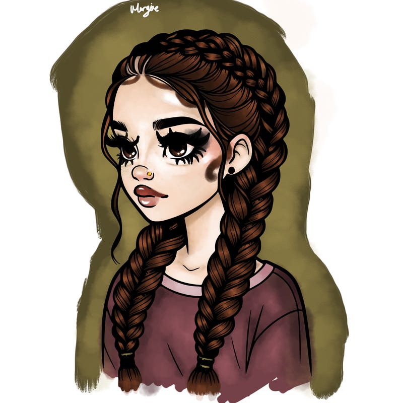 realistic girl with braids