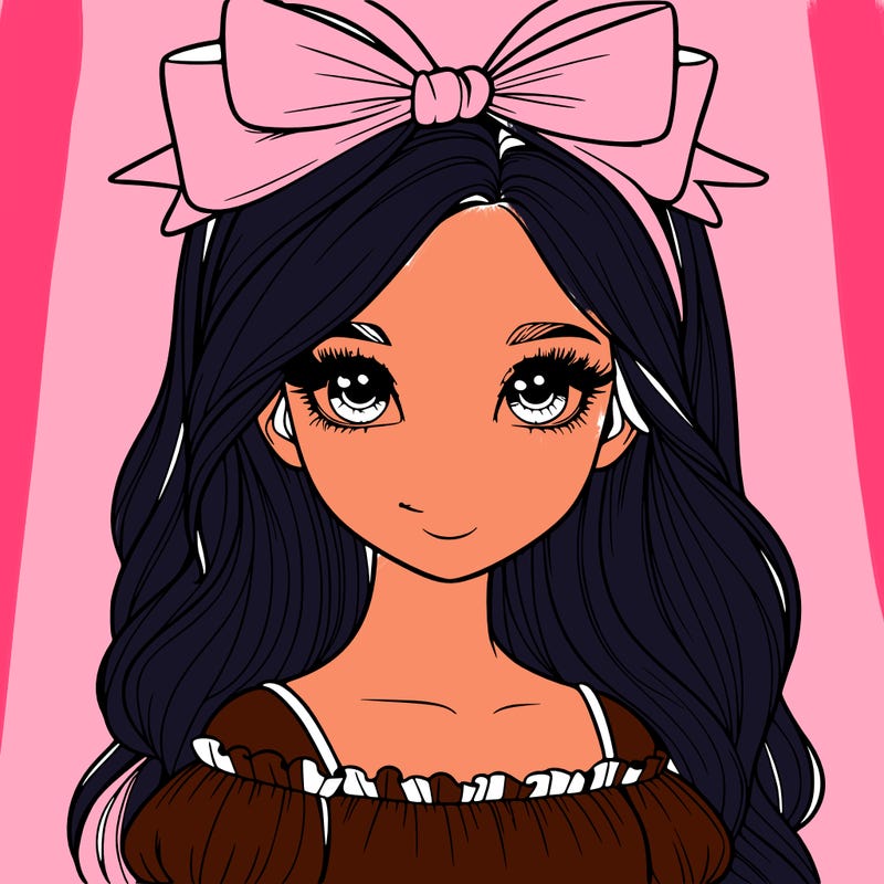 realistic girl with bow on top