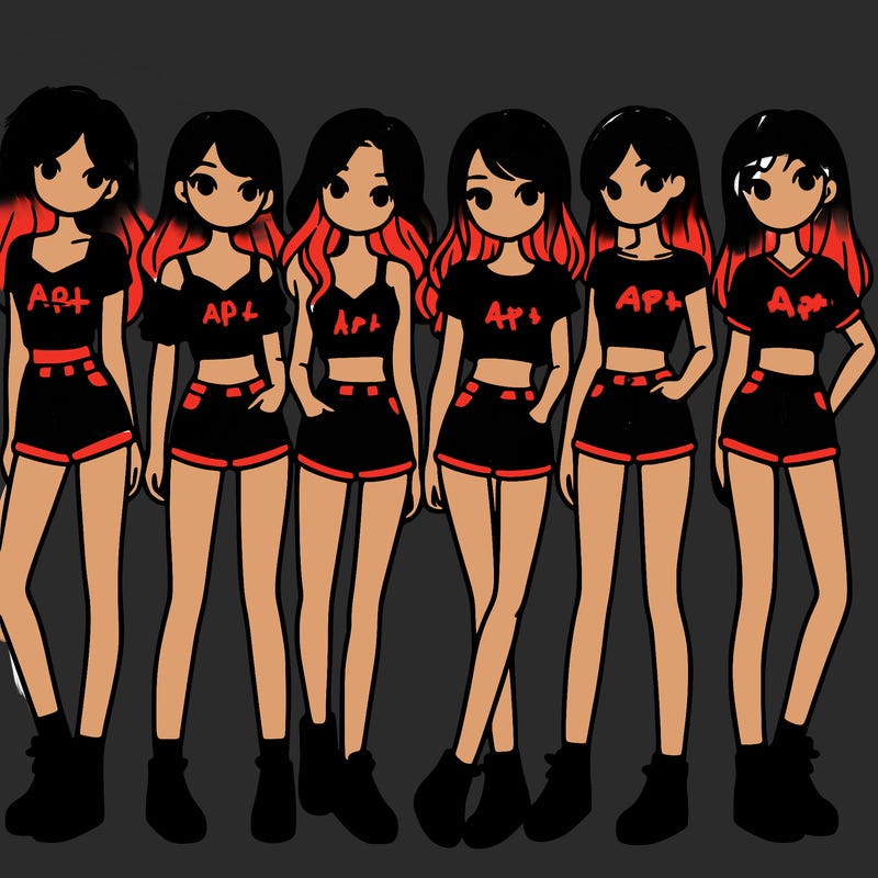 a group of girls wearing crop tops and shorts