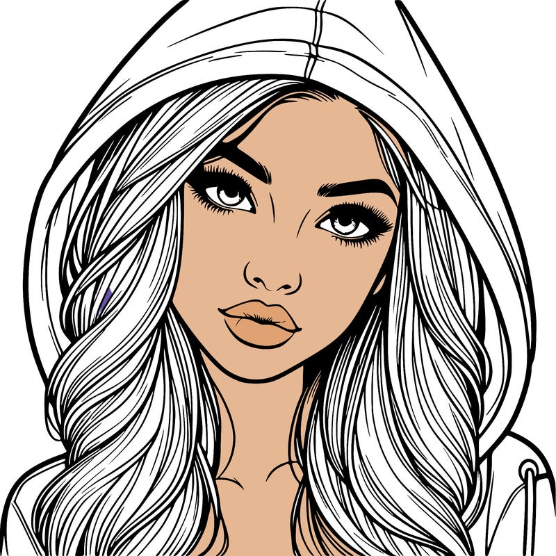 realistic beautiful girl with a hood on