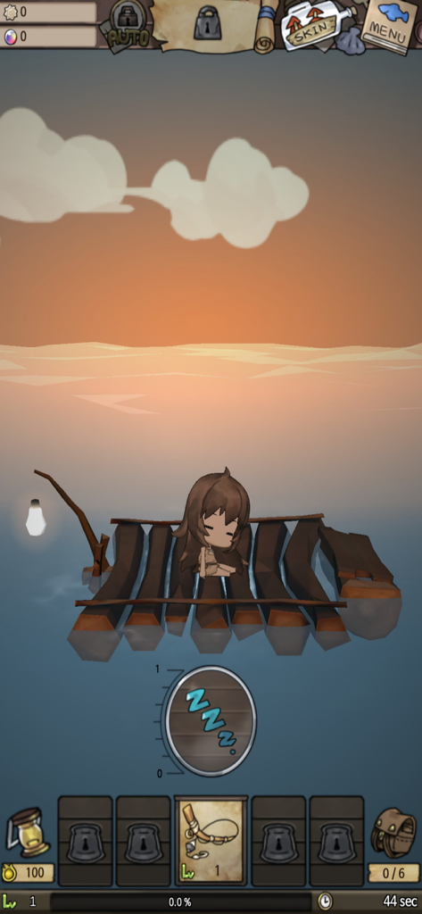 A Girl Adrift - A cute girl sitting on a wooden raft in a calm ocean at sunset
