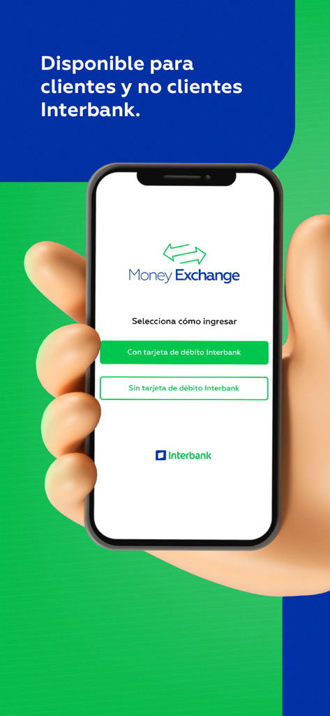 Pantalla de inicio de sesión de la app Cambio de Divisas Interbank que muestra opciones para clientes y no clientes