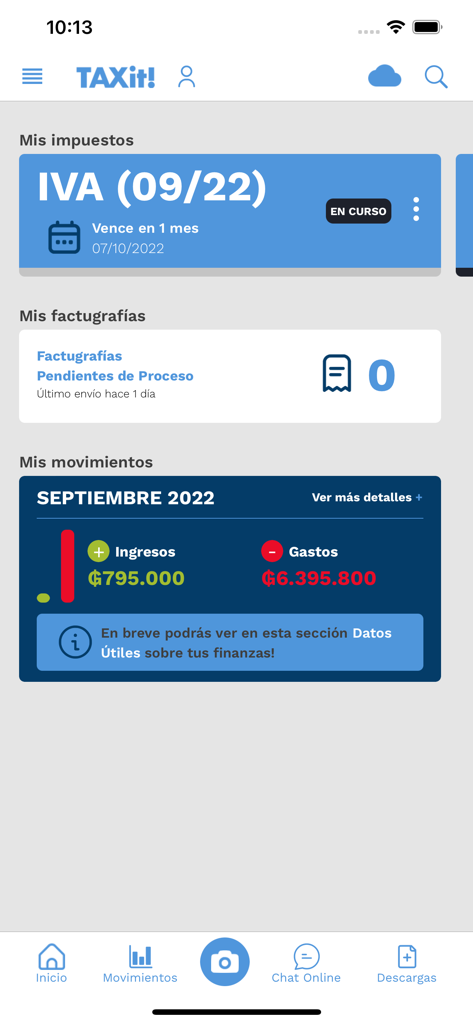 TAXit! - Taxit app mobile dashboard showing monthly financial summary and tax status