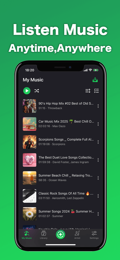 Dig Music-Offline Music Player - Dig Music app screenshot showing the My Music screen with various playlists for offline listening
