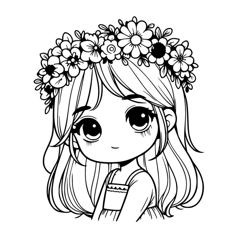 realistic little girl with flower crown