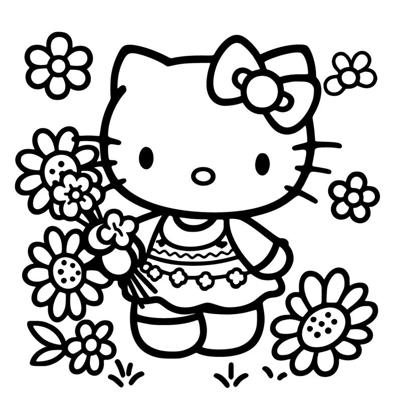 hello kitty with flowers