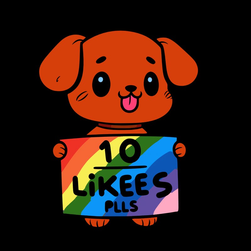 cute dog holding a sign saying 10 likes pls