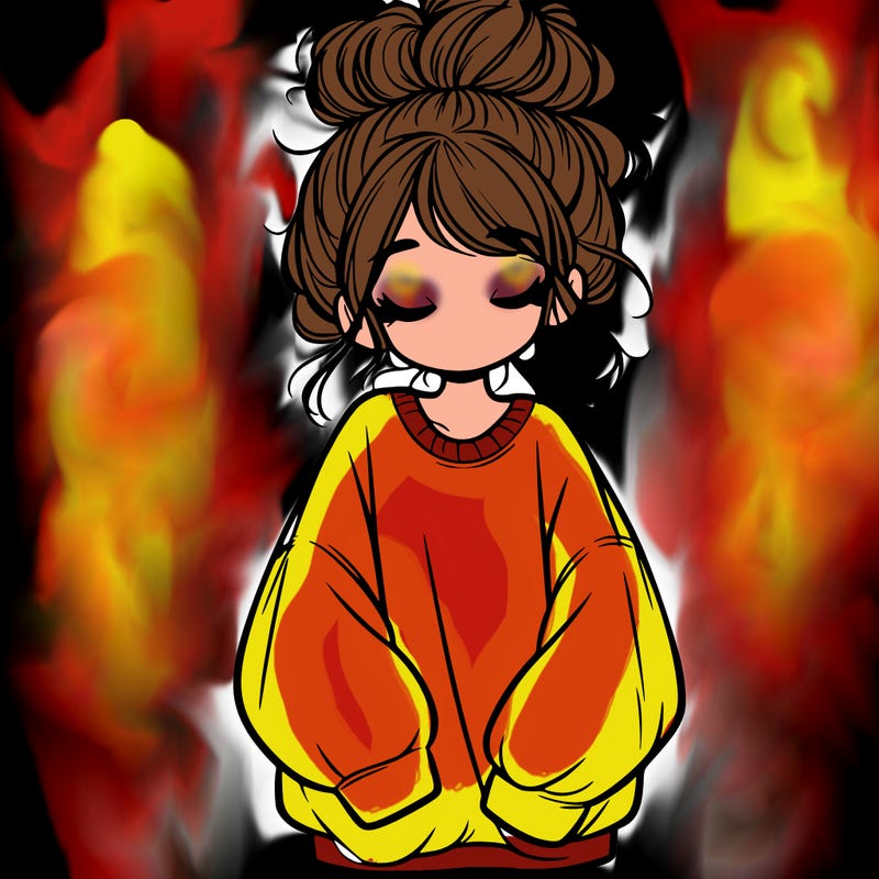 girl with baggy sweatshirt and messy bun