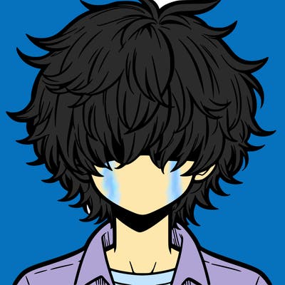 manga boy fluffy hair covering his eyes
