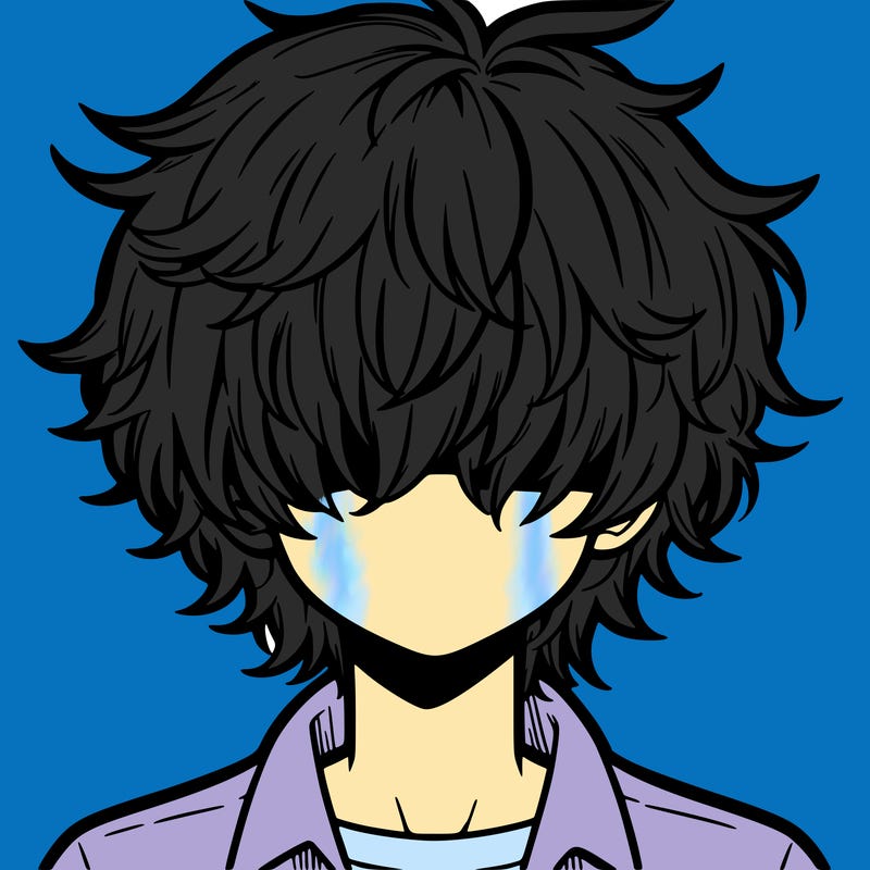 manga boy fluffy hair covering his eyes